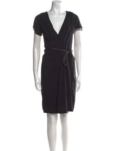 Pre-owned Brunello Cucinelli V-neck Mini Dress In Gray