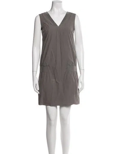 Pre-owned Brunello Cucinelli V-neck Mini Dress In Gray