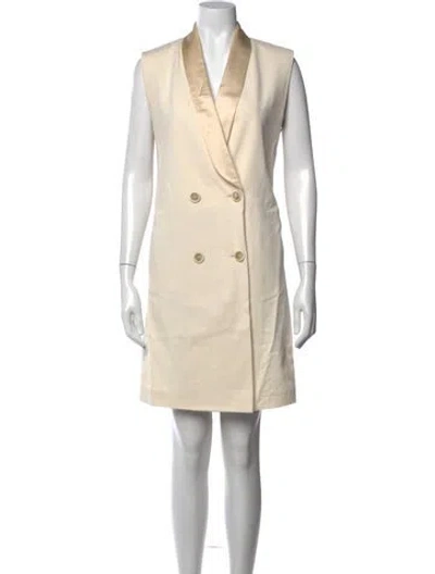 Pre-owned Brunello Cucinelli V-neck Mini Dress In Neutral