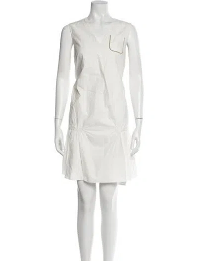 Pre-owned Brunello Cucinelli V-neck Mini Dress W/ Tags In White