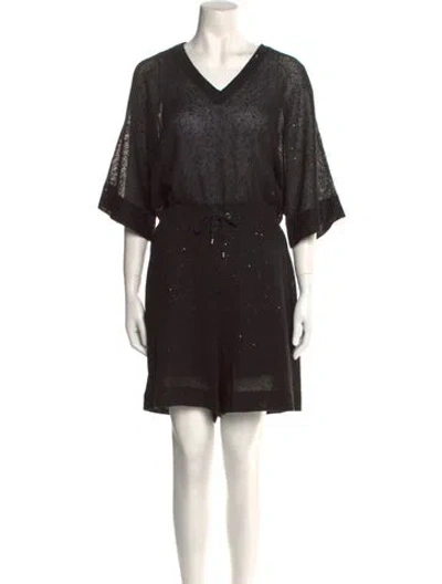 Pre-owned Brunello Cucinelli V-neck Romper W/ Tags In Black