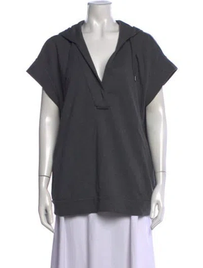 Pre-owned Brunello Cucinelli V-neck Short Sleeve Blouse In Grey