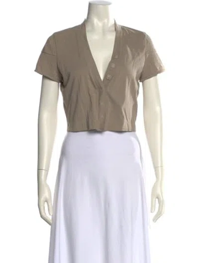 Pre-owned Brunello Cucinelli V-neck Short Sleeve Crop Top In Neutral
