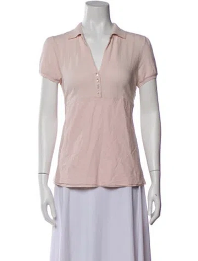 Pre-owned Brunello Cucinelli V-neck Short Sleeve Polo In Pink