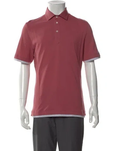 Pre-owned Brunello Cucinelli V-neck Short Sleeve Polo Shirt In Red