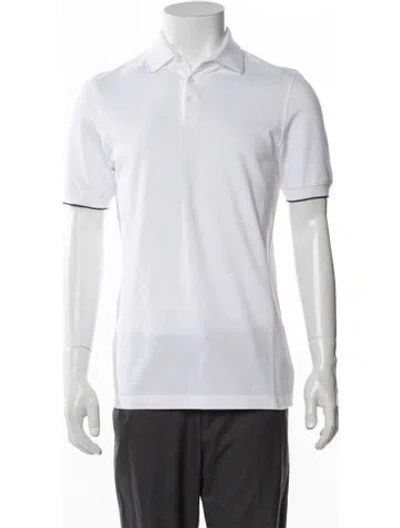 Pre-owned Brunello Cucinelli V-neck Short Sleeve Polo Shirt W/ Tags In White