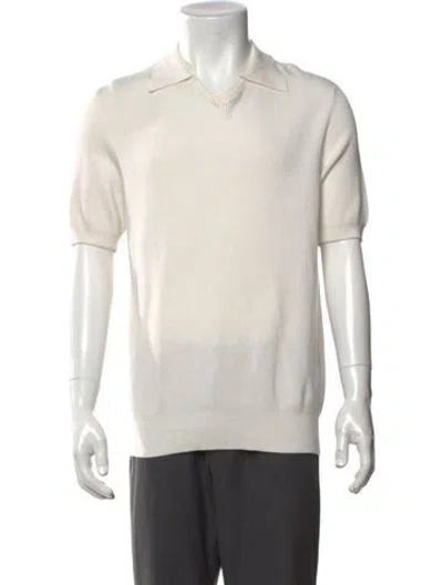 Pre-owned Brunello Cucinelli V-neck Short Sleeve Polo Sweater In Neutral
