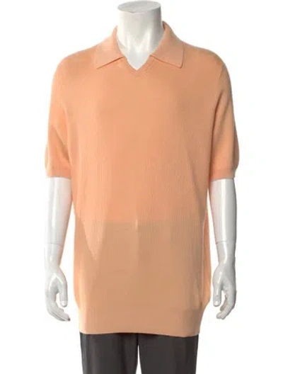 Pre-owned Brunello Cucinelli V-neck Short Sleeve Polo Sweater W/ Tags In Orange