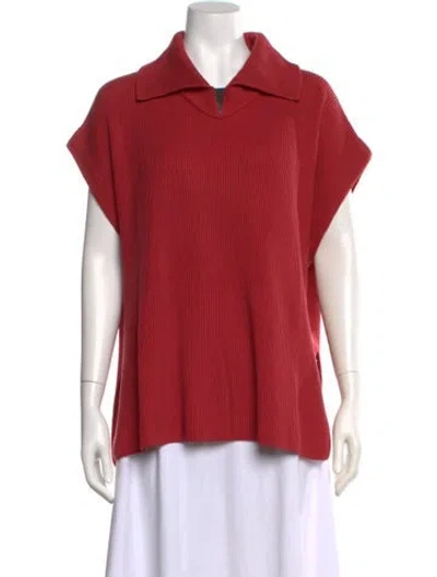Pre-owned Brunello Cucinelli V-neck Short Sleeve Polo W/ Tags In Red