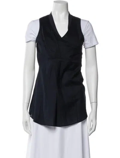 Pre-owned Brunello Cucinelli V-neck Short Sleeve Top In Blue