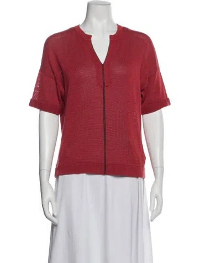 Pre-owned Brunello Cucinelli V-neck Short Sleeve Top In Pink
