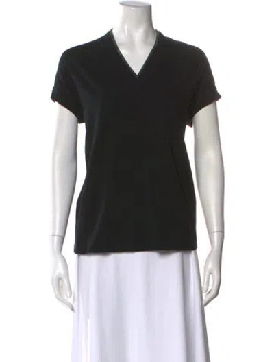 Pre-owned Brunello Cucinelli V-neck Short Sleeve T-shirt In Black