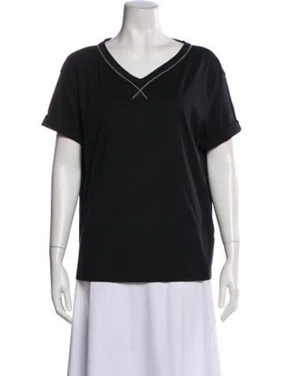 Pre-owned Brunello Cucinelli V-neck Short Sleeve T-shirt In Black