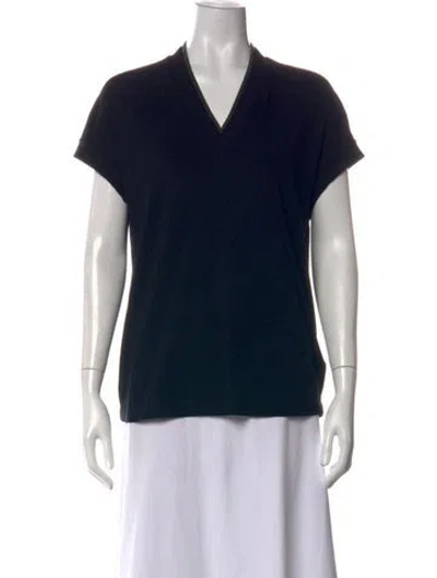 Pre-owned Brunello Cucinelli V-neck Short Sleeve T-shirt In Black