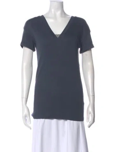 Pre-owned Brunello Cucinelli V-neck Short Sleeve T-shirt In Blue