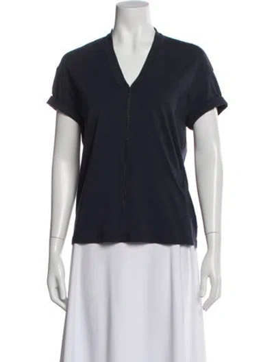 Pre-owned Brunello Cucinelli V-neck Short Sleeve T-shirt In Blue