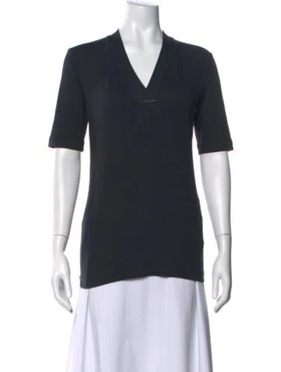 Pre-owned Brunello Cucinelli V-neck Short Sleeve T-shirt In Blue