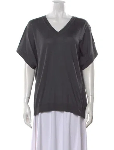 Pre-owned Brunello Cucinelli V-neck Short Sleeve T-shirt In Gray