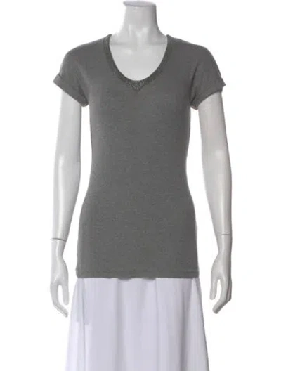 Pre-owned Brunello Cucinelli V-neck Short Sleeve T-shirt In Gray