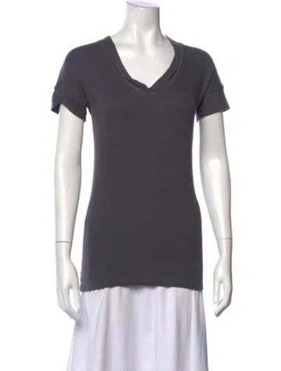 Pre-owned Brunello Cucinelli V-neck Short Sleeve T-shirt In Gray