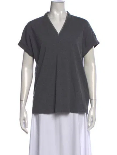 Pre-owned Brunello Cucinelli V-neck Short Sleeve T-shirt In Gray