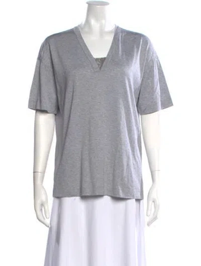 Pre-owned Brunello Cucinelli V-neck Short Sleeve T-shirt In Gray