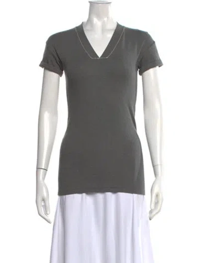 Pre-owned Brunello Cucinelli V-neck Short Sleeve T-shirt In Gray