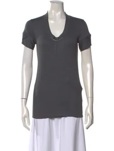 Pre-owned Brunello Cucinelli V-neck Short Sleeve T-shirt In Gray