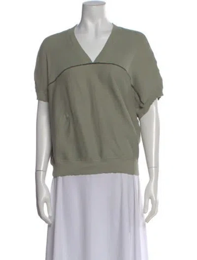 Pre-owned Brunello Cucinelli V-neck Short Sleeve T-shirt In Green