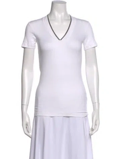 Pre-owned Brunello Cucinelli V-neck Short Sleeve T-shirt In Neutral