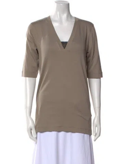 Pre-owned Brunello Cucinelli V-neck Short Sleeve T-shirt In Neutral