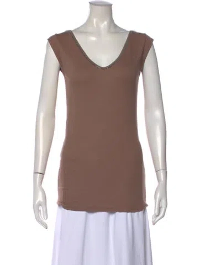 Pre-owned Brunello Cucinelli V-neck Short Sleeve T-shirt In Neutral