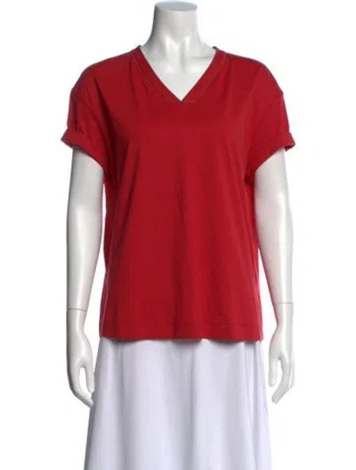 Pre-owned Brunello Cucinelli V-neck Short Sleeve T-shirt In Red