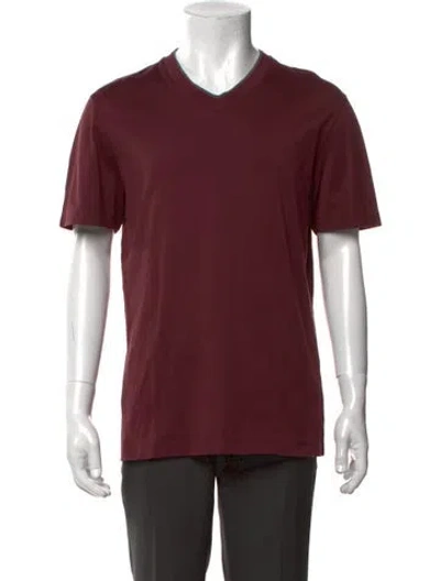 Pre-owned Brunello Cucinelli V-neck Short Sleeve T-shirt In Red