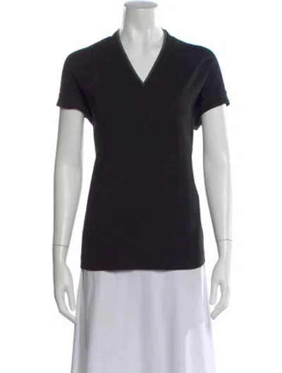 Pre-owned Brunello Cucinelli V-neck Short Sleeve T-shirt W/ Tags In Black