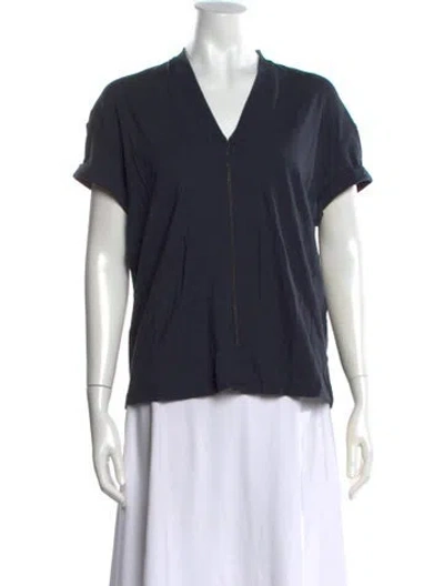 Pre-owned Brunello Cucinelli V-neck Short Sleeve T-shirt W/ Tags In Blue