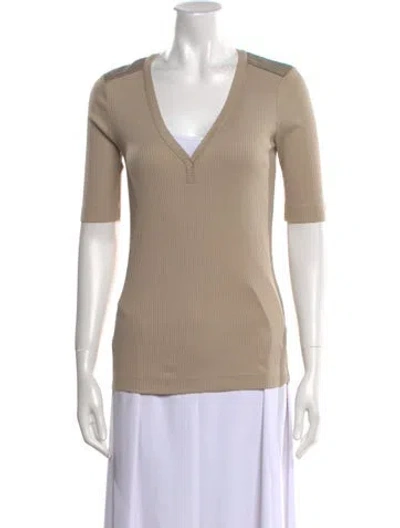 Pre-owned Brunello Cucinelli V-neck Short Sleeve T-shirt W/ Tags In Neutral