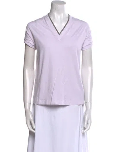 Pre-owned Brunello Cucinelli V-neck Short Sleeve T-shirt In White