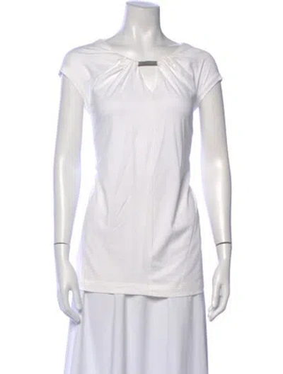 Pre-owned Brunello Cucinelli V-neck Short Sleeve T-shirt In White