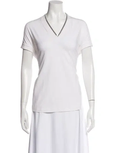 Pre-owned Brunello Cucinelli V-neck Short Sleeve T-shirt In White