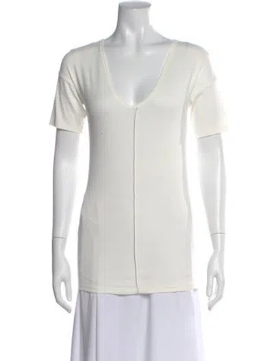 Pre-owned Brunello Cucinelli V-neck Short Sleeve T-shirt In White