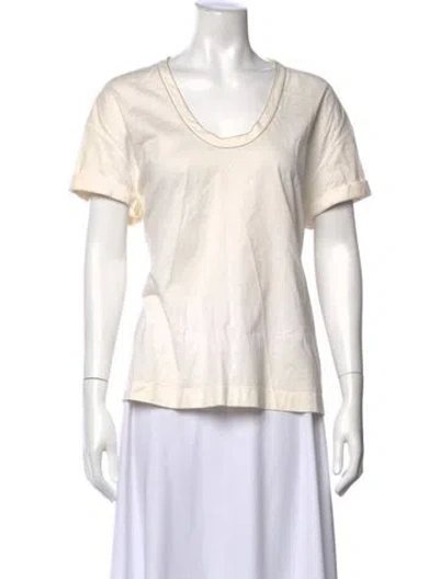 Pre-owned Brunello Cucinelli V-neck Short Sleeve T-shirt In White