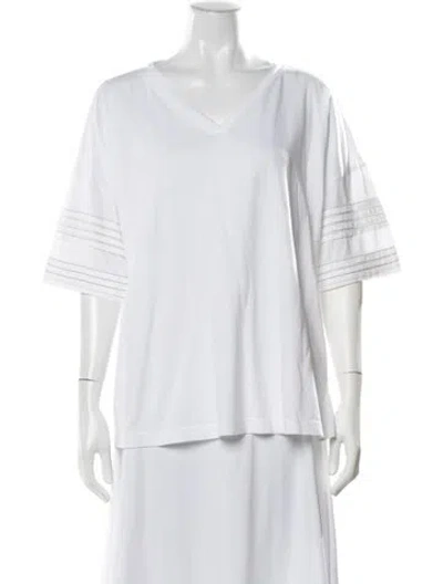 Pre-owned Brunello Cucinelli V-neck Short Sleeve T-shirt In White