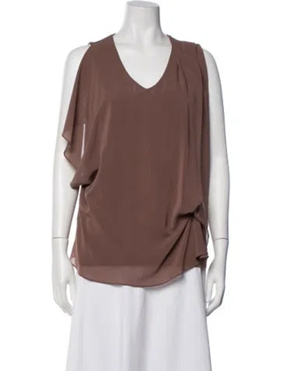 Pre-owned Brunello Cucinelli V-neck Sleeveless Blouse In Brown