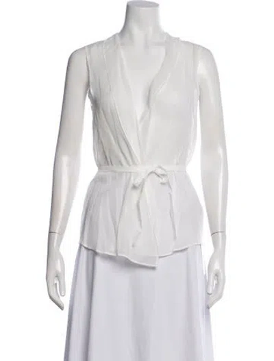 Pre-owned Brunello Cucinelli V-neck Sleeveless Blouse In Neutrals