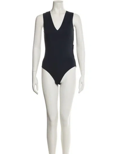 Pre-owned Brunello Cucinelli V-neck Sleeveless Bodysuit In Blue