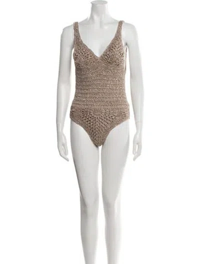 Pre-owned Brunello Cucinelli V-neck Sleeveless Bodysuit W/ Tags In Neutral