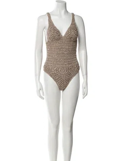 Pre-owned Brunello Cucinelli V-neck Sleeveless Bodysuit W/ Tags In Neutral