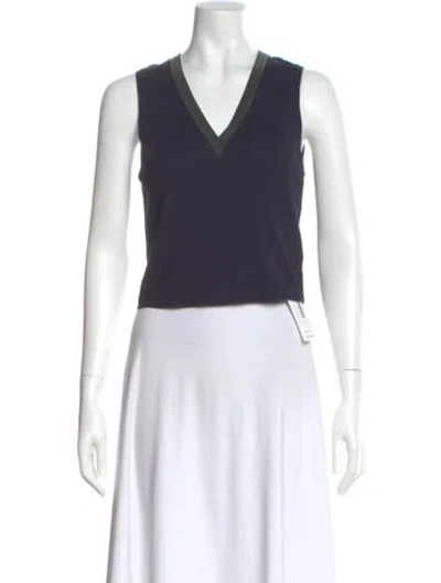 Pre-owned Brunello Cucinelli V-neck Sleeveless Top In Black