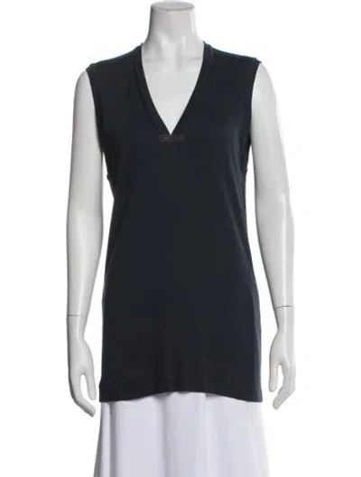 Pre-owned Brunello Cucinelli V-neck Sleeveless Top In Blue